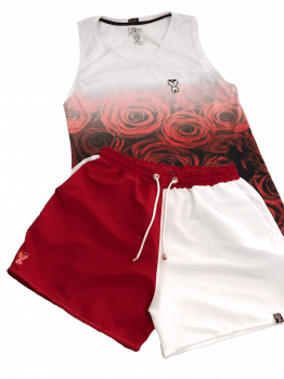 KIT shorts beach e regata rose red