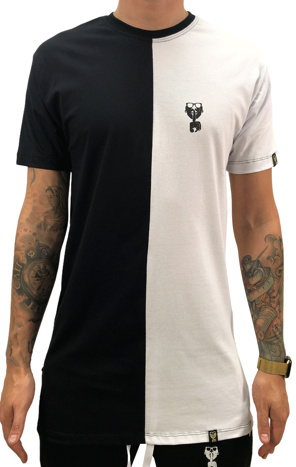 Camiseta longline black white